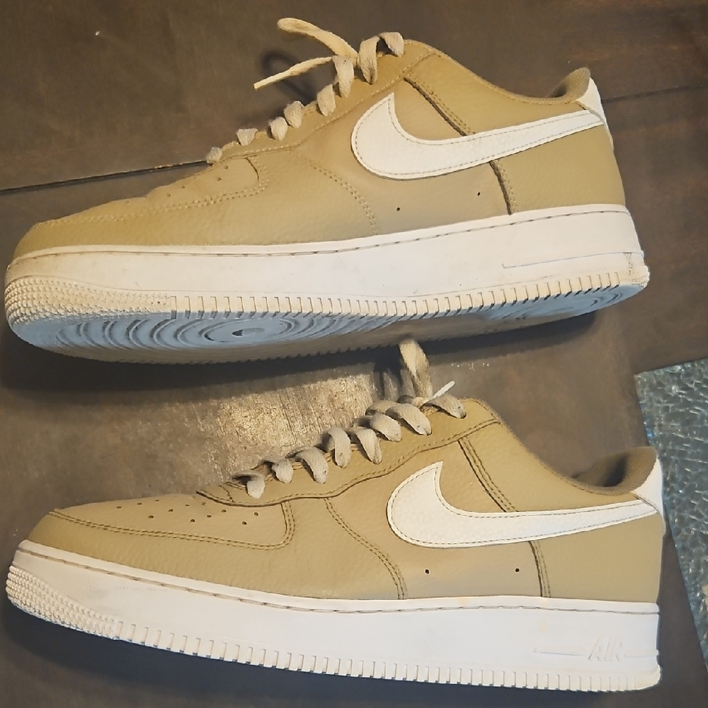 Nike Tan and White Air Force 1s 07
